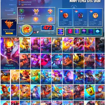 Mobile Legends: Bang Bang Accounts #4296 472 Skins | Franco King of Hell (LEGEND) | Natalia Warrioress Paragon (COLLECTOR