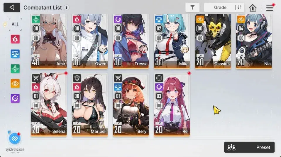 Chaos Zero Nightmare Accounts GLOBAL Lv 35|6 SSR[Tiphera+Sign,Heidemarie,Nine,Yuki,Veronica,Renoa]+10 SR[MikaM2,NiaM4,Etc]|1 4