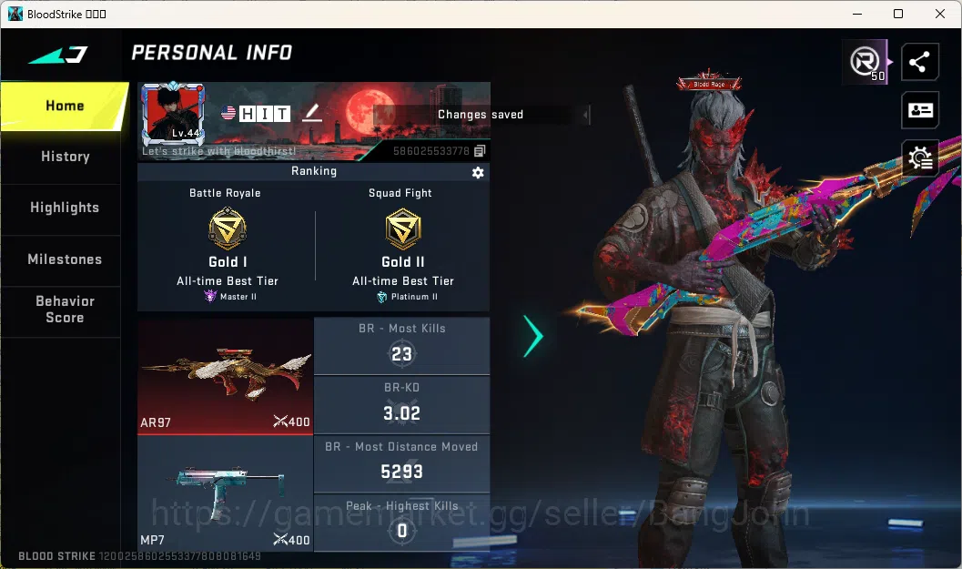 Blood Strike Accounts Others ASIA | 1 Ultra Melee: Dual Blades-Perdition|EVO: FAL|2 7DS Guns|5 Ultra Guns|1 Ultra 1