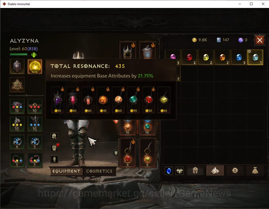 Diablo Immortal Accounts SEA - Izual|CS ON|Lv60(858)|Tempest|CR 40k|Reso 43 image 10