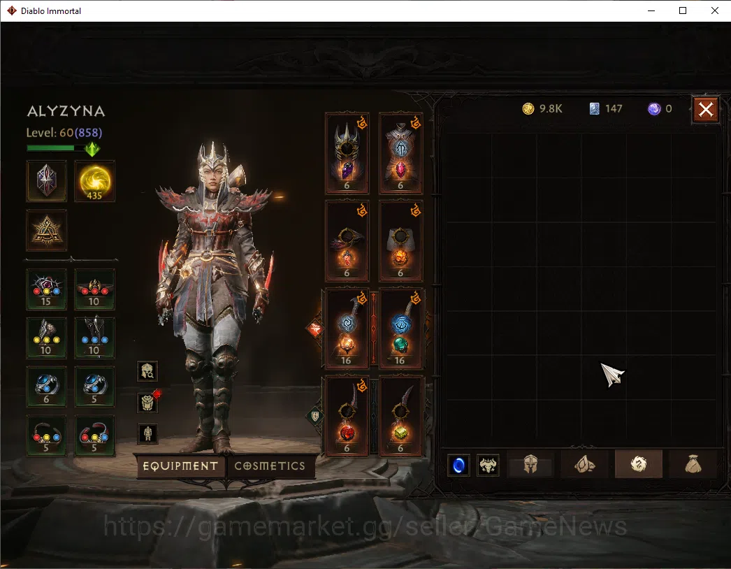 Diablo Immortal Accounts SEA - Izual|CS ON|Lv60(858)|Tempest|CR 40k|Reso 43 image 9