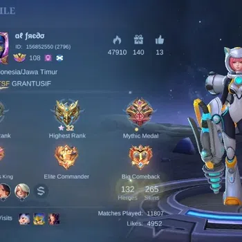 Mobile Legends: Bang Bang Accounts Collector Global|Skin 265|Renowned IV|KOF Karina,Collector Natalia,LBox Kimmy,Blazing
