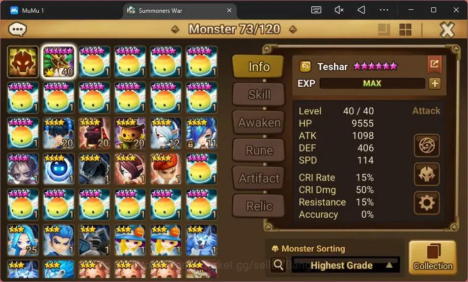 Summoners War: Sky Arena Accounts GLOBAL | NB 5 TESHAR,Starter Gacha 115 12Y+160 11Y image 2
