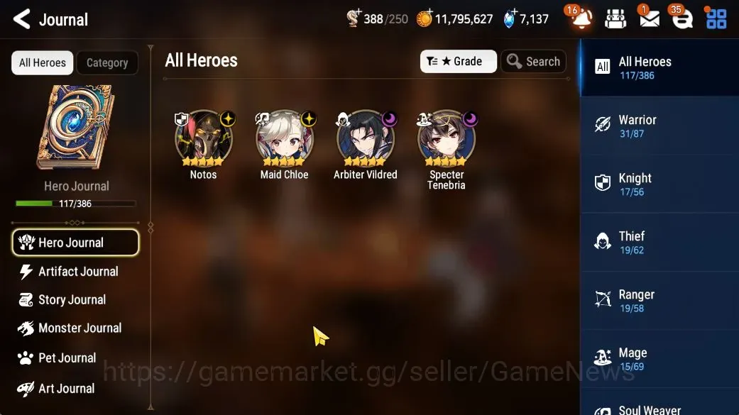 Epic Seven Accounts High-End GLOBAL Verif|New Era| 4 ML (NOTOS,AB Vildred,Maid Chloe,etc)+Vildred,Etc|AUTO B|53K Stigma+7K 1
