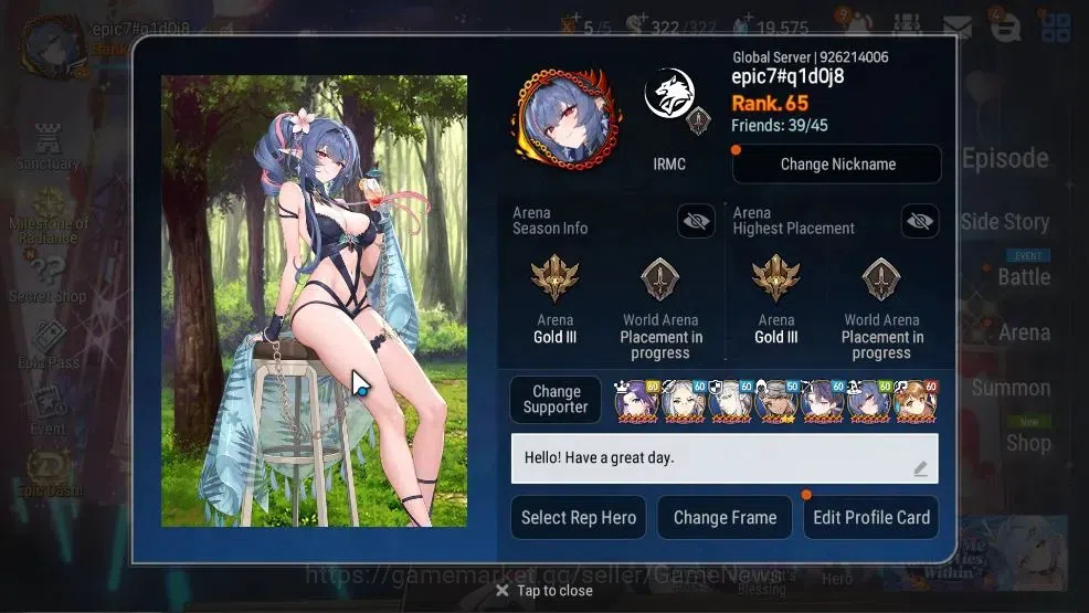 Epic Seven Accounts High-End GLOBAL UnVerif|11 ML(Rhiana&Lucie,Bellian,SC Taeyou.Etc)+PByBlis,Aby 2