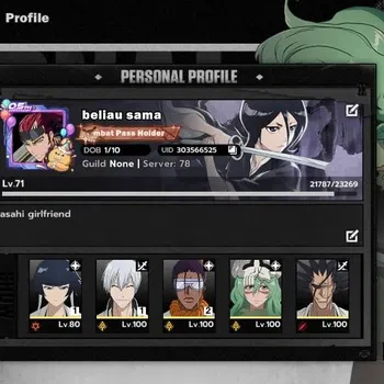 BLEACH: Soul Resonance Accounts NuverseSEA|LV 71|10 SSR [TosenB2,GinB1,Kenpachi,Ne image 1