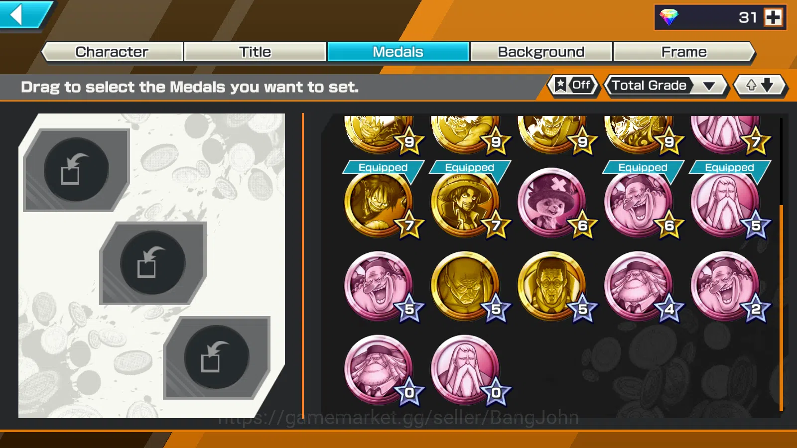 One Piece Bounty Rush Accounts Others GLOBAL | 3EX | 5elders Nusjuro,SK Borsalino,FR shanks | RANK 10 Log Bandai OPBR219B 3