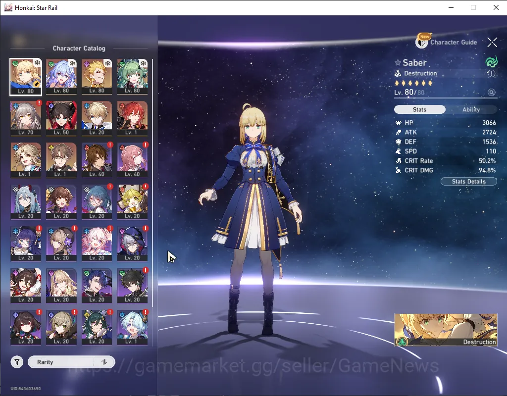 Honkai Star Rail Accounts Others Asia|TL 60|Saber Prem Team|5 Limited| (Saber,Gilgamesh)+Sign Robin Summer,Huohuo,Rin 1