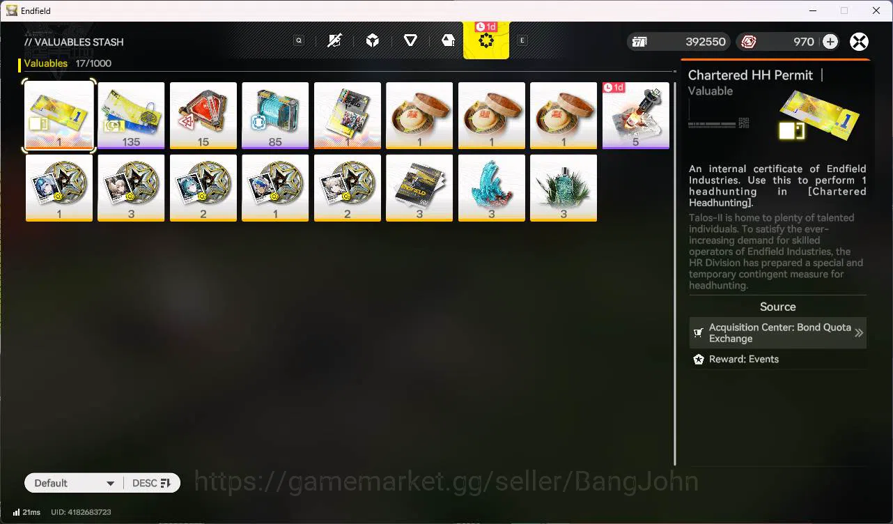 Arknights: Endfield Accounts ASIA | starter tangtang, Wp 6s 1 for sign n detail check SS AKE160B 6