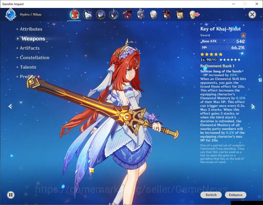 Genshin Impact Accounts ASIA|AR 56|Rate On|12 Limit+ 4 (*5Wep)|[NilouC1+Sk image 4