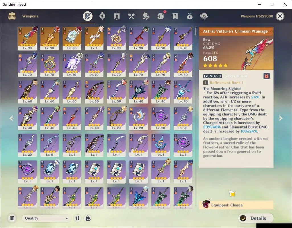 Genshin Impact Accounts ASIA|AR 56|Rate On|12 Limit+ 4 (*5Wep)|[NilouC1+Sk image 6