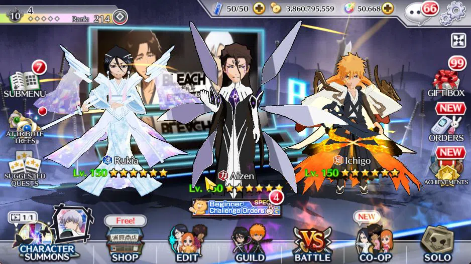 Bleach: Brave Souls Mid-Tier [GBL]50K Orb|10th Anniv(Rukia,Ichigo),Soul Reaper( image 1