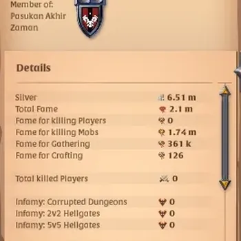 Albion Online Accounts Others ASIA |2,1M Total Fame - 6,51M Silver|T8 Ore Miner Gather Equipment - T7 BattleAxe Build|Take