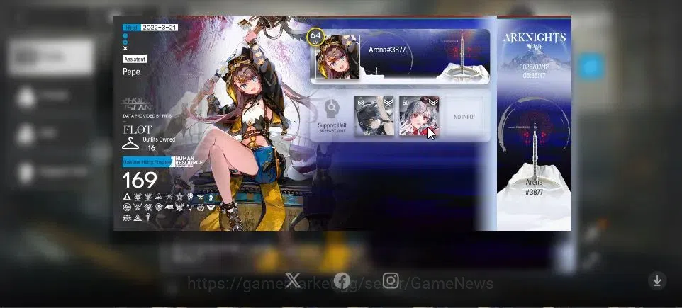 Arknights Accounts High-End Lv 64|169 OP 16 Skin|3K Oru|6 Limited|SATR P3,Sakiko Togawa,ETHA,Pepe,Dusk,Virtuosa Etc|Terminal 2