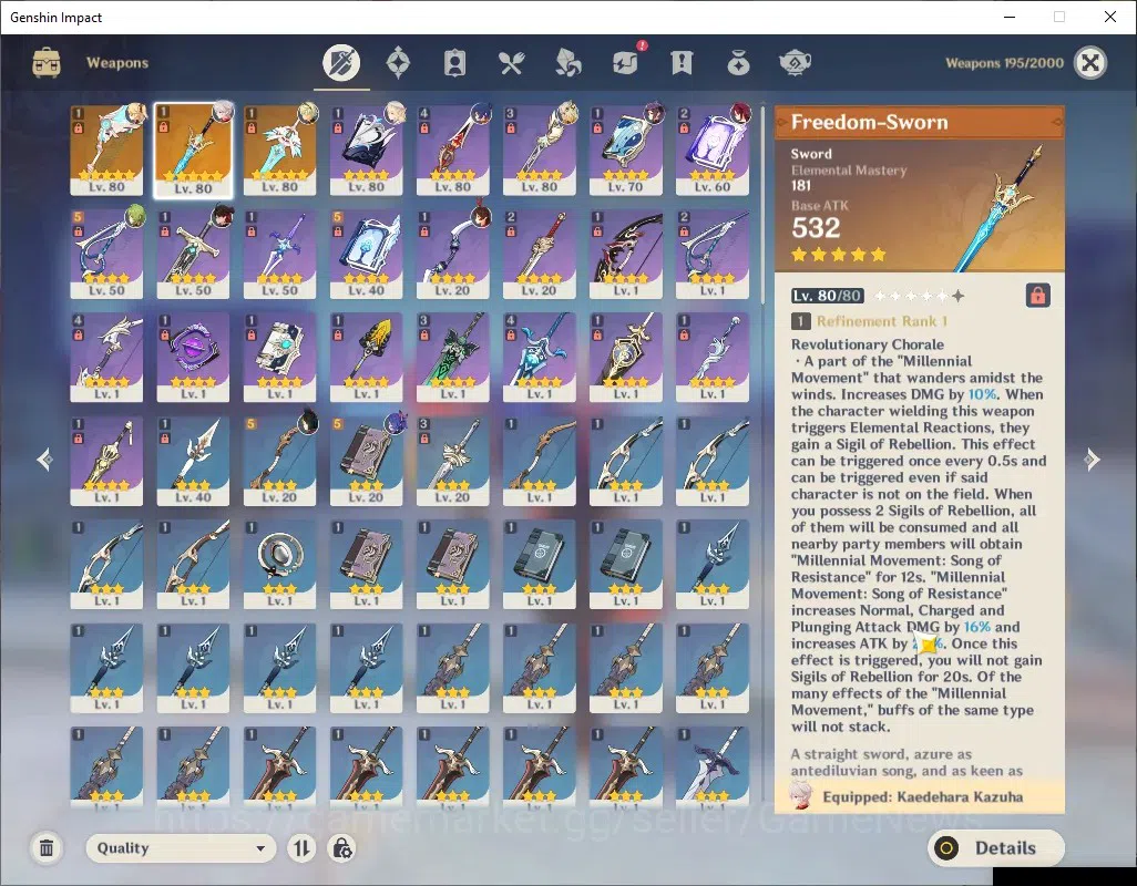 Genshin Impact Accounts ASIA|AR 52|3 Limited + 3 (*5Weapon)|KazuhaC1 + Sig image 9