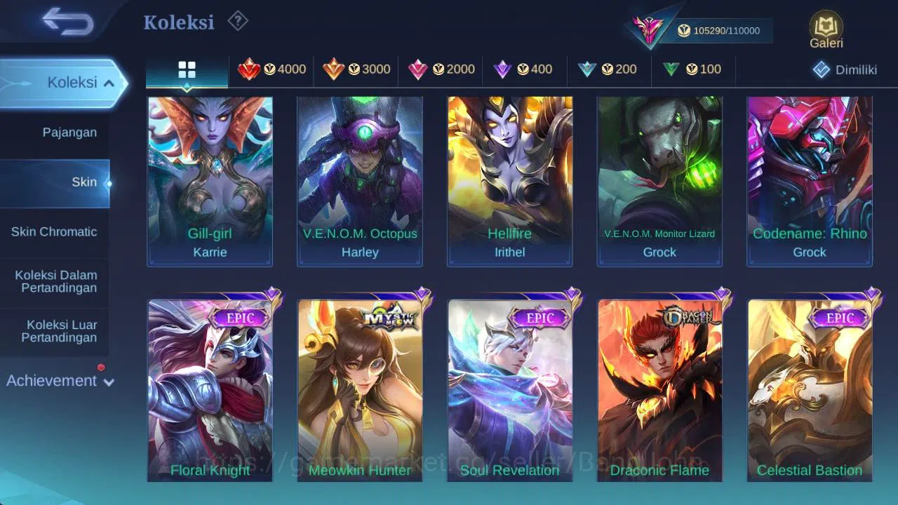 Mobile Legends: Bang Bang Accounts hero 132 , skin 300+ legend freya, wyrmlord moskov image 8