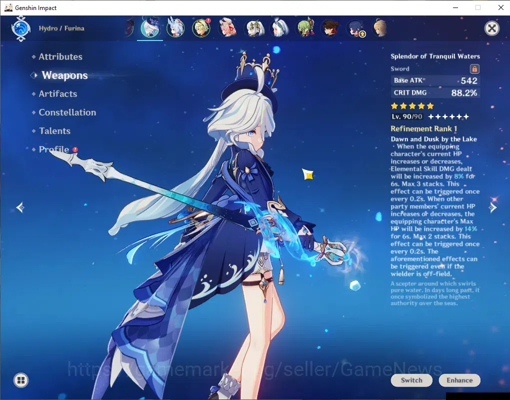 Genshin Impact Accounts ASIA|AR 56|6 Limited + 4(*5 Weapon)|(Furina C1,Sig image 5