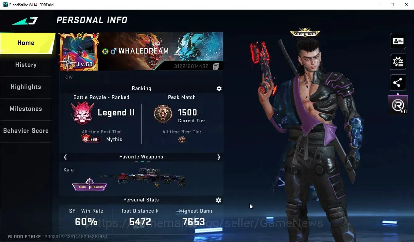 Blood Strike Accounts Collab Skin ASIA|ETERNAL DeAgle-Scorpion+Collab TR Takamichi,7DS [KArl98,QBZ95]|9 2