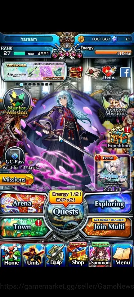 Grand Summoners Accounts Mid-Game Global|Rank 27|2 Ascend (Demon Lord Samurai Rimuru,Marisa Kirisame)|Lpot 29| Check SS 1