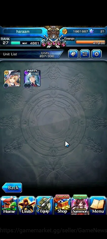 Grand Summoners Accounts Mid-Game Global|Rank 27|2 Ascend (Demon Lord Samurai Rimuru,Marisa Kirisame)|Lpot 29| Check SS 4