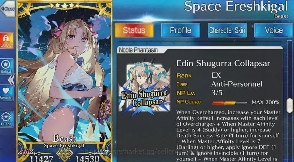 Fate-Grand Order Accounts NA Starter Lv 31 Orleans|5 SSR Servn(Space Ereshkigal NP3 + Dioscuri + Zhuge Liang + Galatea 2