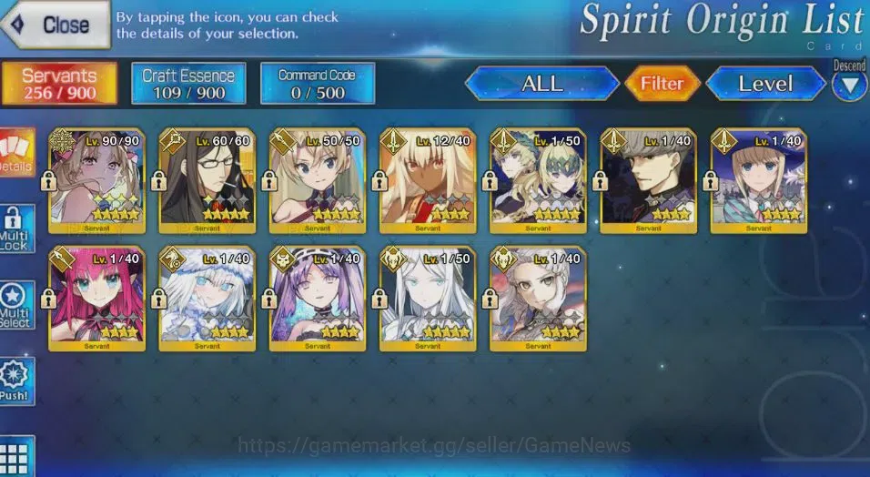Fate-Grand Order Accounts NA Starter Lv 31 Orleans|5 SSR Servn(Space Ereshkigal NP3 + Dioscuri + Zhuge Liang + Galatea 4