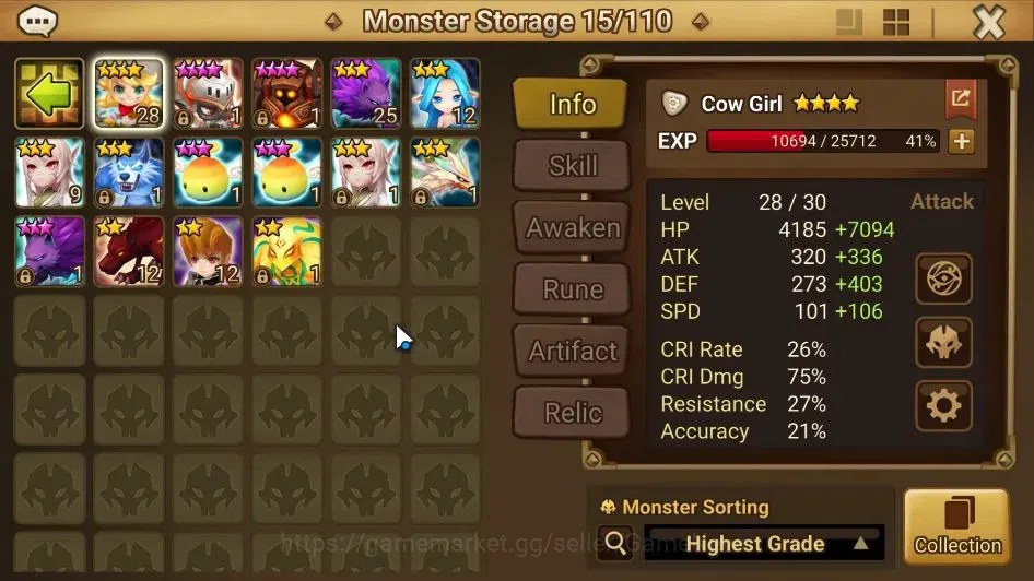 Summoners War: Sky Arena Accounts Mid-Game GLOBAL Lv 90|1 LD[Velaska]|13 Total NB5[Rica,Verad,Barbara,Teshar,Etc]+11 10