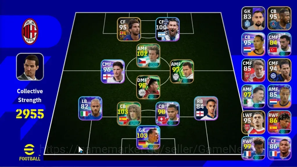eFootball Accounts Legends & Iconic Players Android|Power 2955|9 Epic Carles Puyol,Tomas Rosicky,Frank Rijkaard,Raul,Eden 1