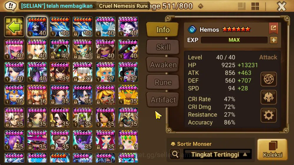 Summoners War: Sky Arena Accounts ASIA Lv100|1 LD [Grogen]|60 Total NB5(Juno,Chiwu,S image 10