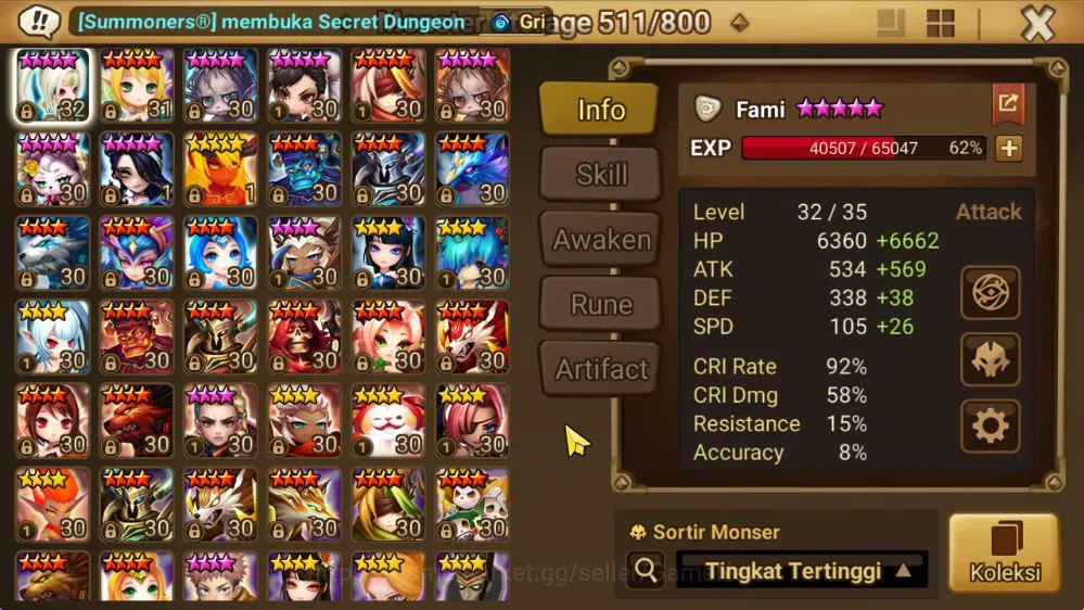 Summoners War: Sky Arena Accounts ASIA Lv100|1 LD [Grogen]|60 Total NB5(Juno,Chiwu,S image 12