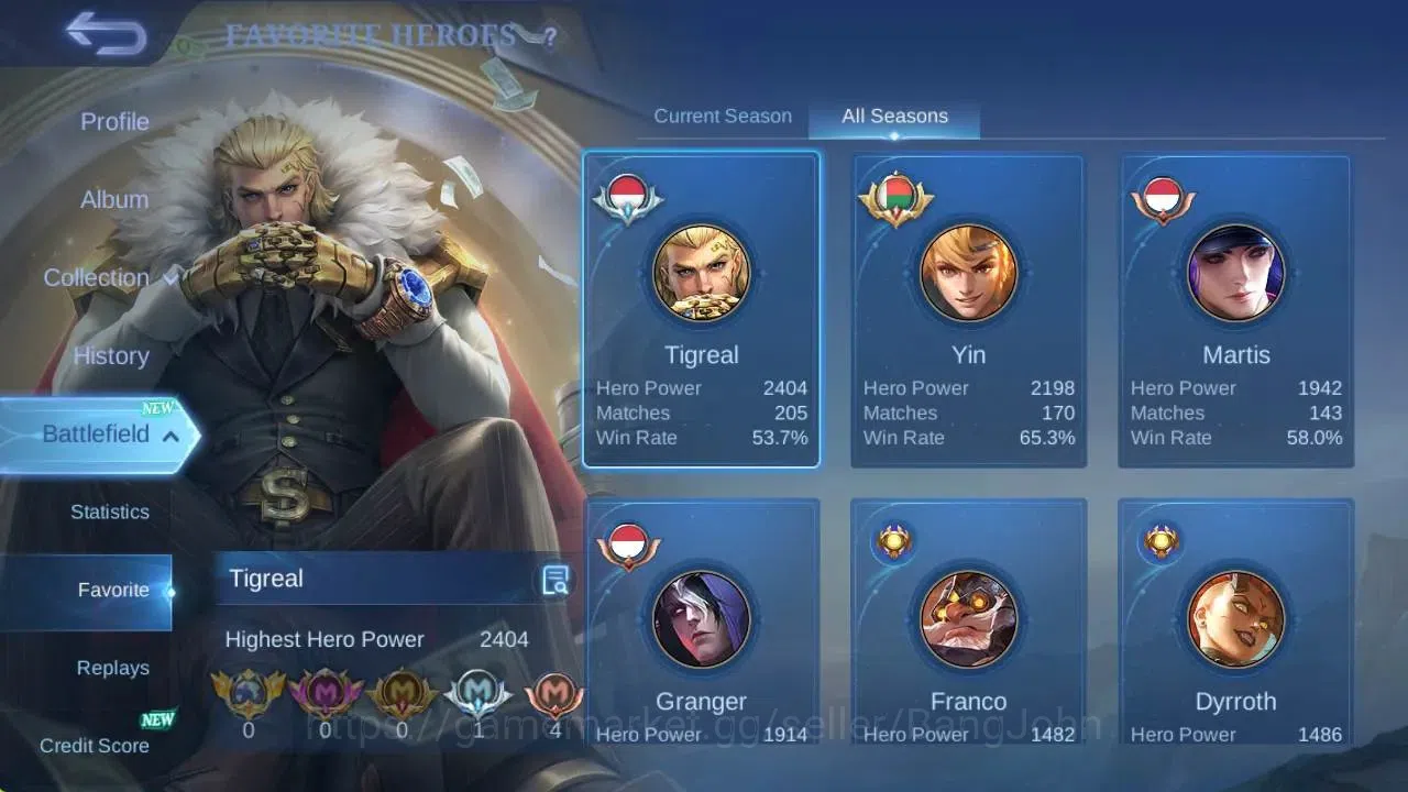 Mobile Legends: Bang Bang Accounts GLOBAL Hero 78 Skin 99|TransFormers Roger|Sanrio F image 4