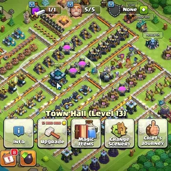 Clash of Clans Accounts High-End LV 132|TH 13-BH 8|Limited Skin|BK 43,AQ 45,GW 24,MP 38,RC 18|BM 15,BC 15|CN ON|162