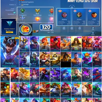 Mobile Legends: Bang Bang Accounts #4601 120 Skins | Badang Pegasus Seiya (SAINT SEIYA) | Freya Raven Shogun (EPIC) | Lunox