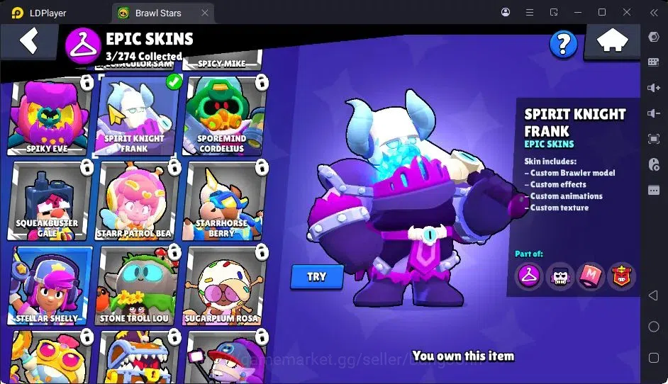 Brawl Stars Accounts Thropy 687|17 Brawler|1 Max Hypercharge(Shelly)|1 Legend(Colt),1Mythic(Otis),3 Epic Skin|3137 11