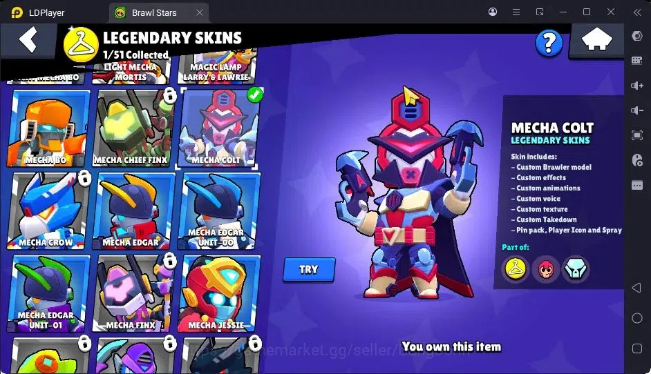 Brawl Stars Accounts Thropy 687|17 Brawler|1 Max Hypercharge(Shelly)|1 Legend(Colt),1Mythic(Otis),3 Epic Skin|3137 13