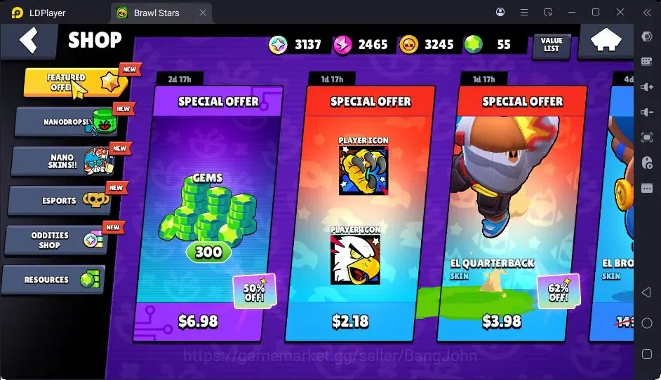Brawl Stars Accounts Thropy 687|17 Brawler|1 Max Hypercharge(Shelly)|1 Legend(Colt),1Mythic(Otis),3 Epic Skin|3137 4