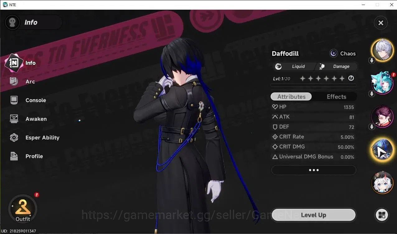 Neverness to Everness Accounts GLOBAL Europe|HL 3|5 SSR [Sakiri,Daffodill,Jiuyuan image 3