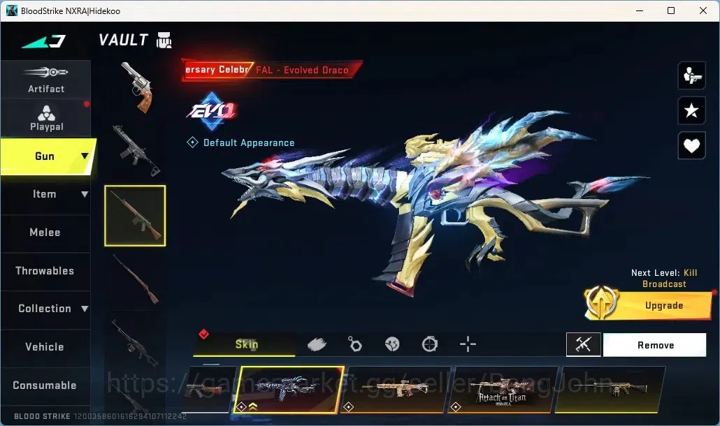 Blood Strike Accounts Collab Skin ASIA | 1 EVO: FAL-Evolved Draco|1 EVA,1 AOT,1 7DS Collab Guns|7 Ultra Guns|1 Ultra Melee|6 6