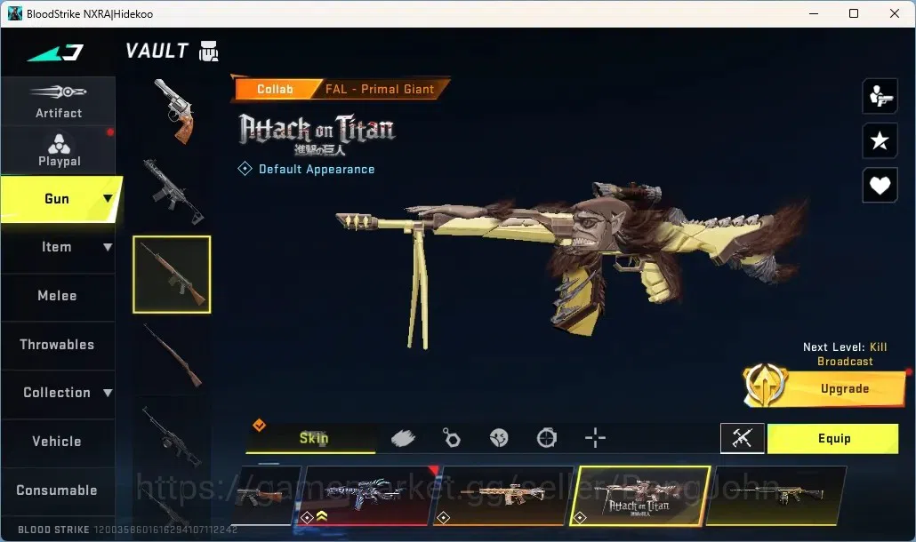 Blood Strike Accounts Collab Skin ASIA | 1 EVO: FAL-Evolved Draco|1 EVA,1 AOT,1 7DS Collab Guns|7 Ultra Guns|1 Ultra Melee|6 8