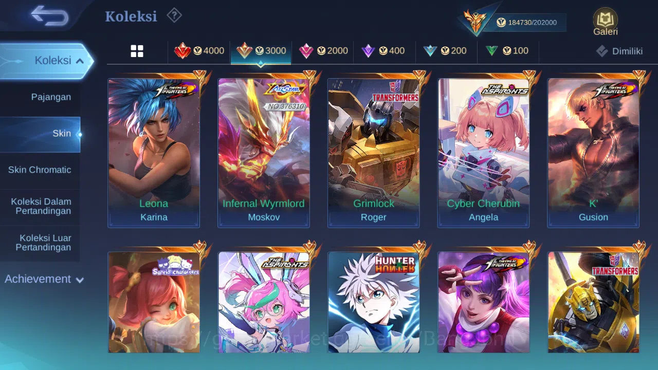 Mobile Legends: Bang Bang Accounts Others "Hero 131 | skin 492 | legend franco | legend miya | hxh harith | kof gusion 8