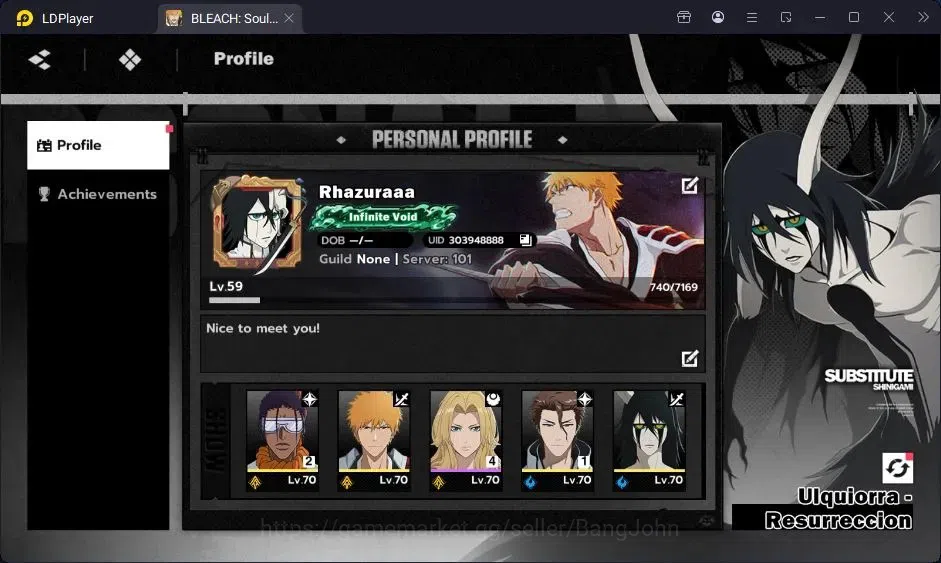 BLEACH: Soul Resonance Accounts Nuverse SEA|Lv.59| 6 SSR 6 Sign 1