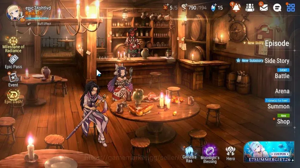Epic Seven Accounts Limited Hero GLOBAL UnVerif|New Era|2 ML(MonarchSword Iseria,BriarWitch Iseria)+Ruiza,Landy,etc|Poh 1