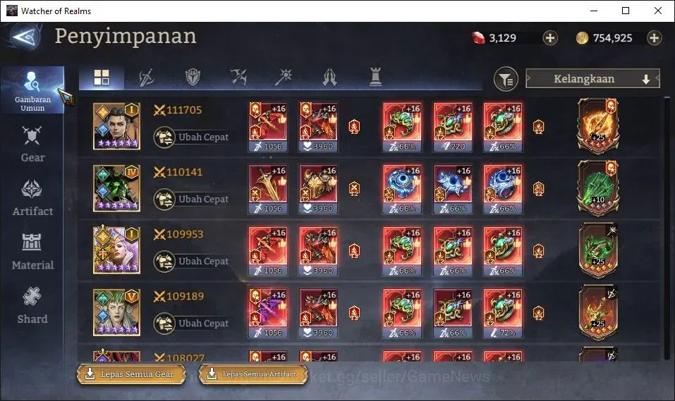 Watcher of Realms Accounts GLOBAL 60x|8M Power|15 Lord[ValderonA5,IngridA1,Pr image 18