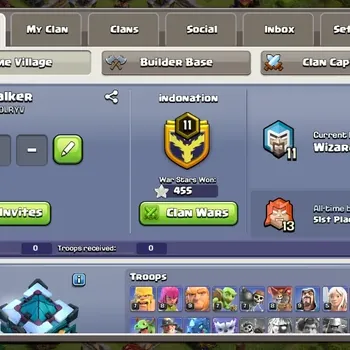 Clash of Clans Accounts High-End TH13-BH6 | Lv.118 | BK53,AQ56,MP36,GW30,RC1 | HH7 | BM4 | 1 Legendary&1 Gold Skins | 240