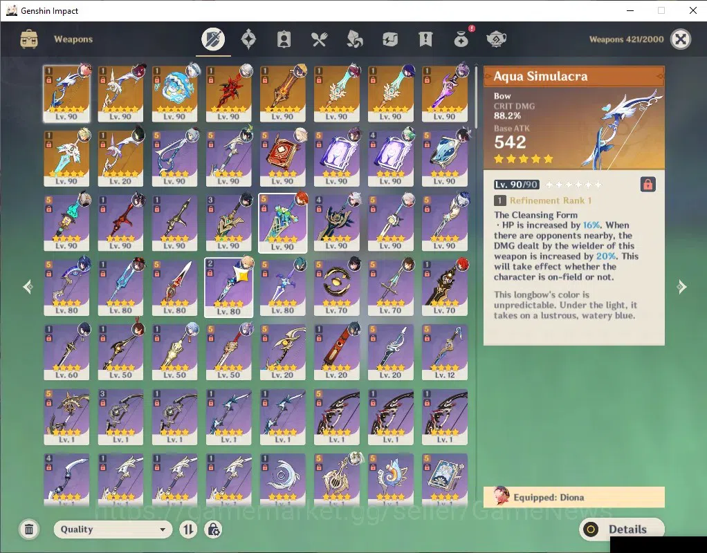Genshin Impact Accounts ASIA|ENDGAME+Full Archons|AR 60|20 Limit+ 10(*5Wep image 8