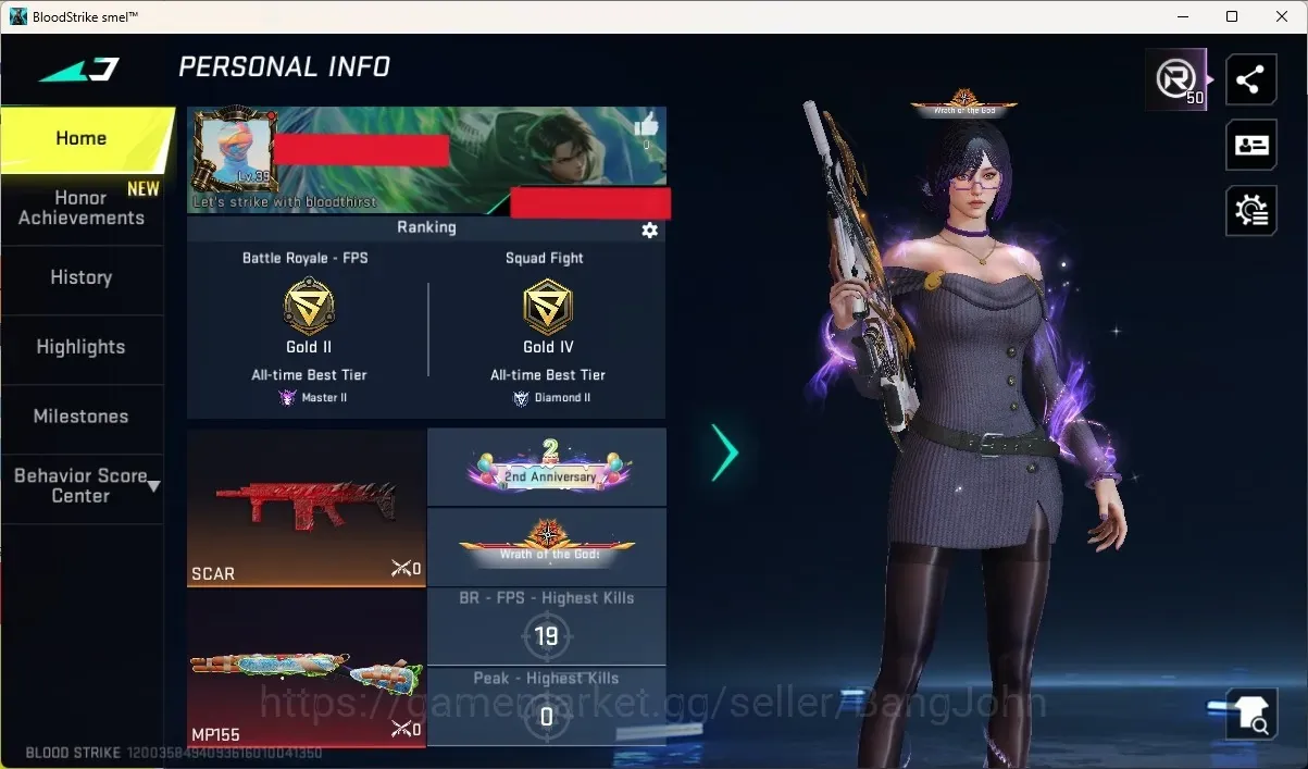 Blood Strike Accounts Collab Skin ASIA|Eternal Gun:D.Eagle-Scorpius|4 Collab Gun|3 Limited Gun|Check SS BS3695B 1
