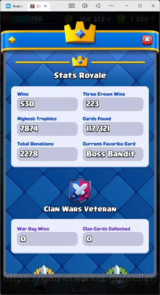 Clash Royale Accounts Mobile |KTL 15|Trophy 7874|Card 117/121|3 Hero Car image 3
