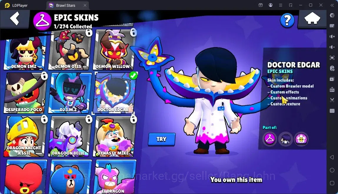 Brawl Stars Accounts Global |11 Brawler|2 Max hypercharge(Rico,Edgar)|1190 Bling|60 Gems|1 S Rare,1 Epic Skins| ProtectOff 8