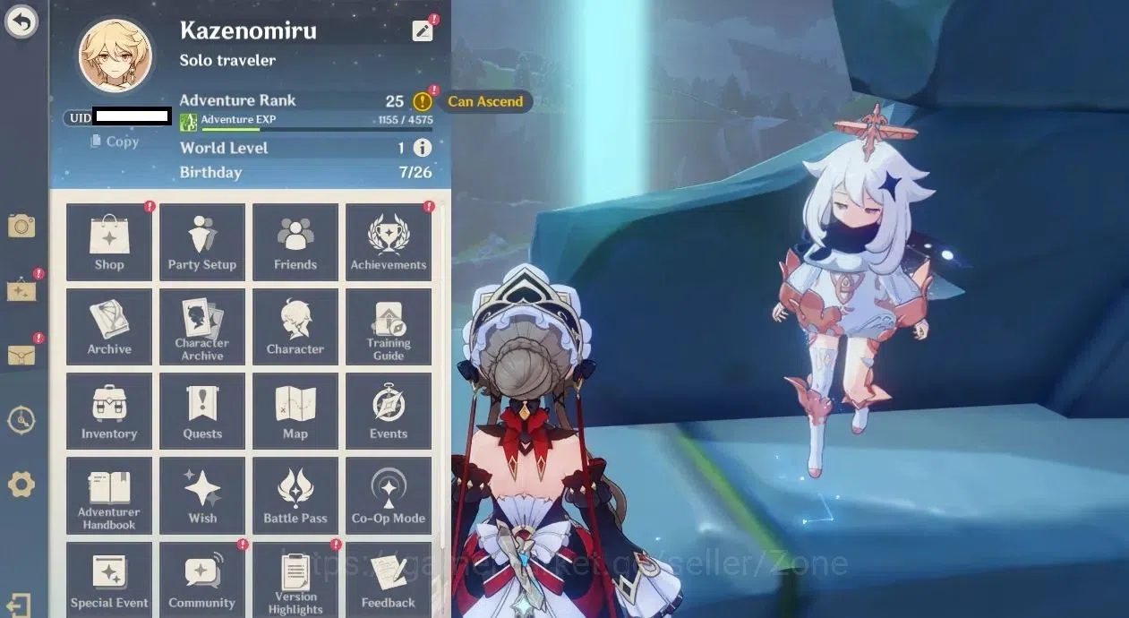 Genshin Impact Accounts Starter ASIA|Starter|AR 25 Can Ascend|Sandrone|1 5*Wpn (Skyward Atlas)|MC Male|Low 1