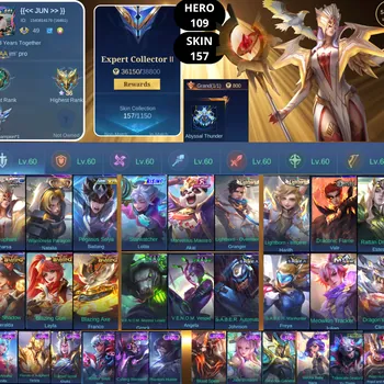 Mobile Legends: Bang Bang Accounts Smurf BEST OFFER | HERO 109 | SKIN 157  | GRAND RECALL ABBYSAL | PHARSA MSC 2023